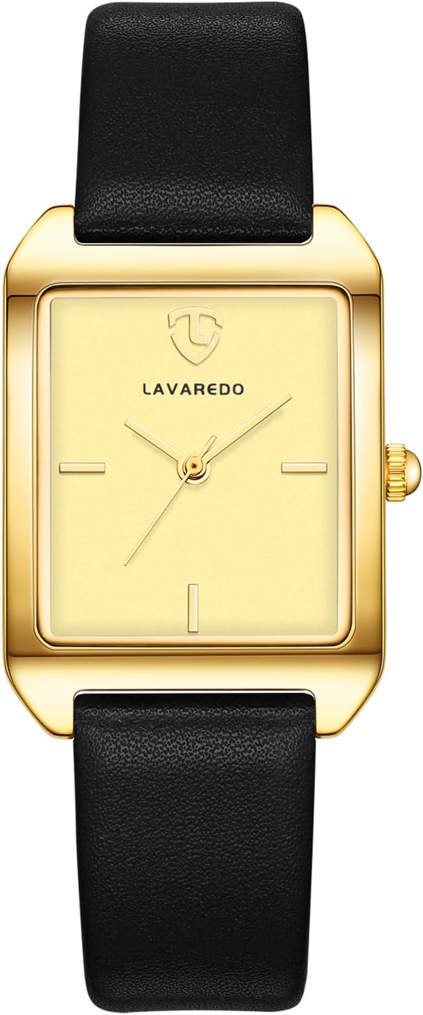 Women's Elegant Rectangular Analogue Quartz Watch – Minimalist Dial with 3 Hands – Leather Strap – Water Resistant 3 ATM – Women's Gift