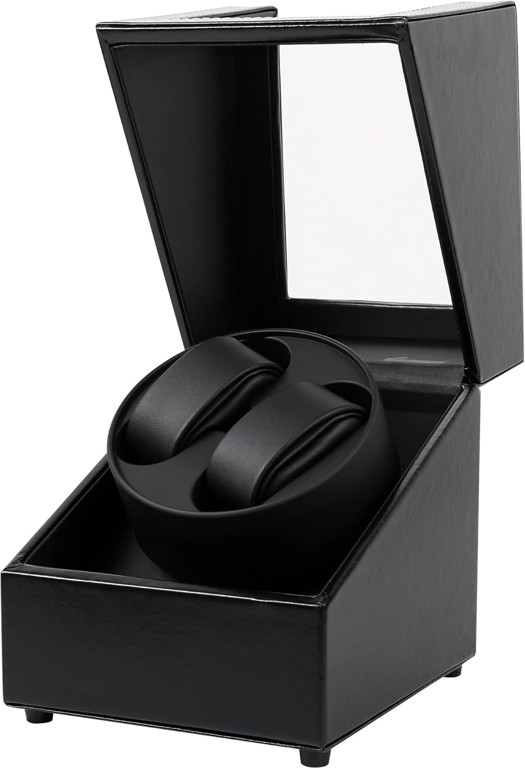 Kalawen Automatic Watch Winder, 2 Watches, Automatic Watch Box, USB Charging Cable, PU Leather Watch with Silent Motor, Black