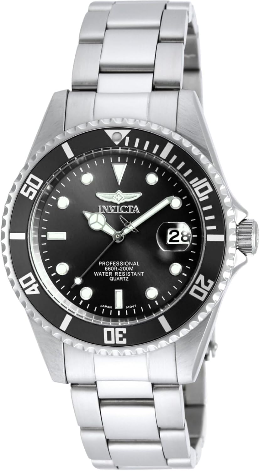 Invicta Pro Diver Men's Stainless Steel Watch with Quartz Movement - 37 mm