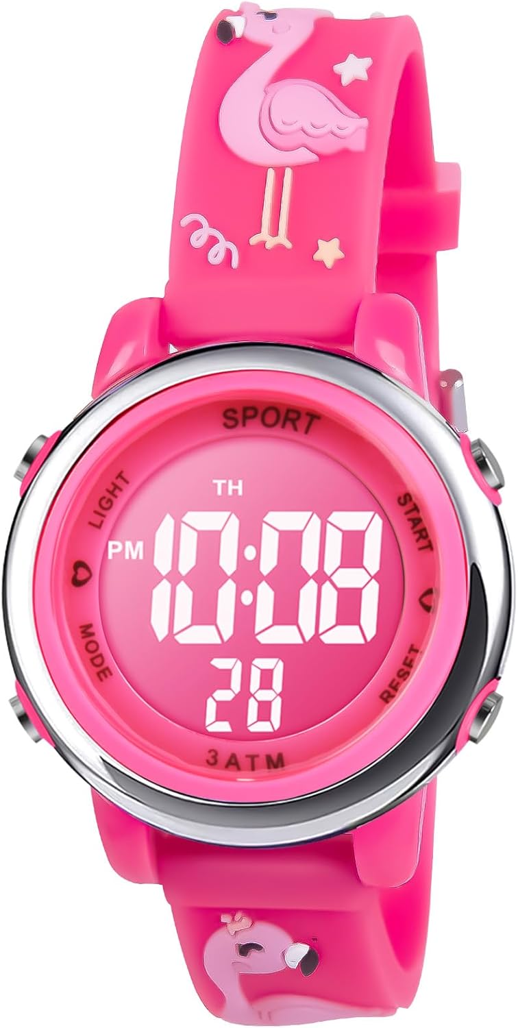 Vicloon Children's Digital Watch, Wrist Watch for Boys and Girls, Unicorn Wristwatch, 3D Cartoon Waterproof 7 Color Backlight, Date and Time Display