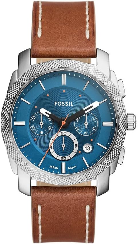 Fossil Machine Uhr für Herren, 42mm Quarz-Chronographenwerk mit Edelstahl- Oder Lederarmband