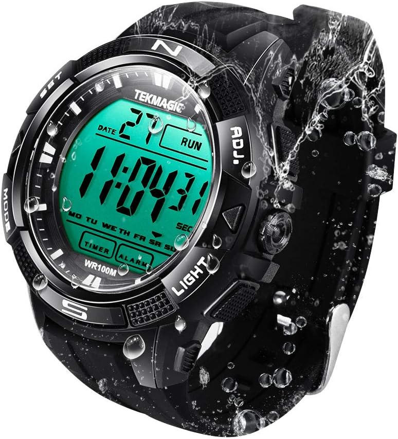 10 ATM Luminous Waterproof Self-Breathing Water Diving Clock with Stopwatch and Alarm Functions, Support Dual Time Display, Countdown Timer, 12/24 Hour Format