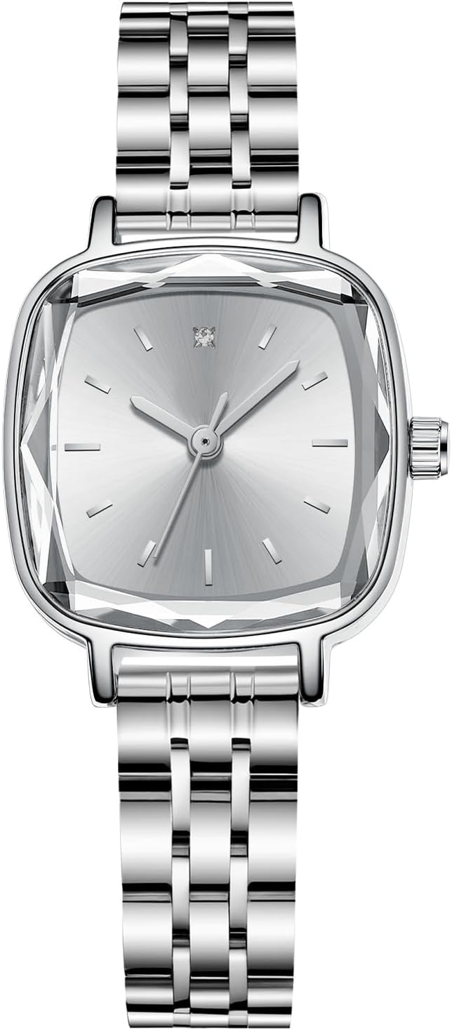 CIVO Women's Watch, Gold, Silver, Small Square, Classic Analogue Stainless Steel, Wristwatches for Women and Girls