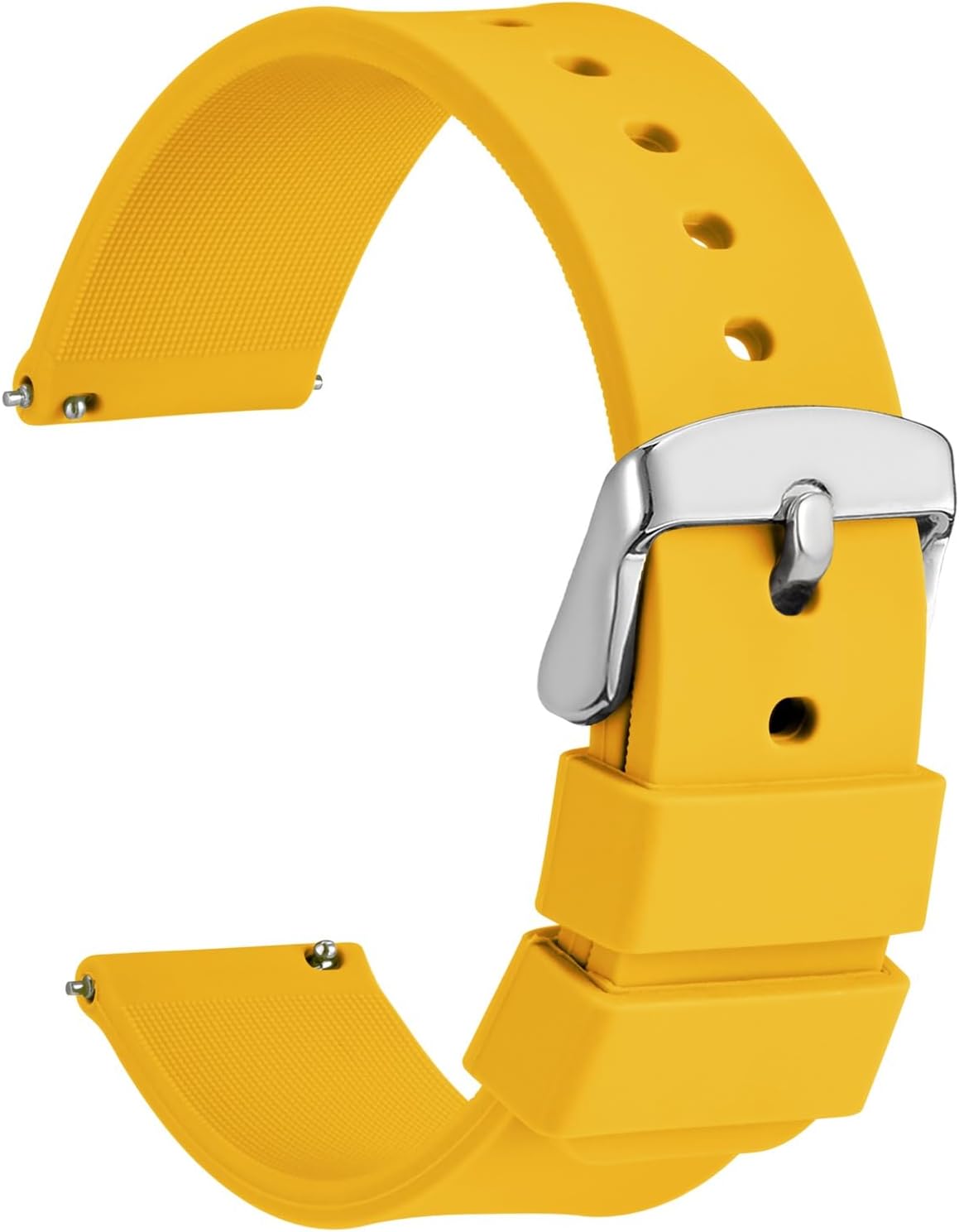 WOCCI Silicone Watch Strap with Silver Buckle, Quick Release, 13 Colors Replacement Rubber Watch Straps, 14 mm 16 mm 18 mm 19 mm 20 mm 21 mm 22 mm 24 mm