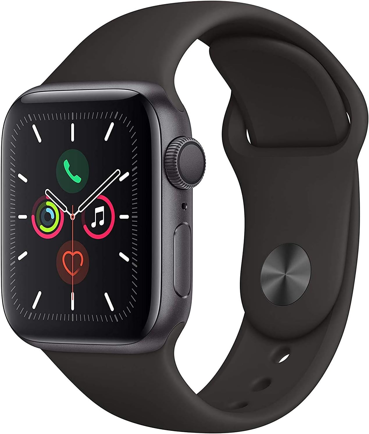 Apple Watch Series 5 44 mm (GPS) – Space Grey Aluminium Case with Black Sport Strap (Refurbished)