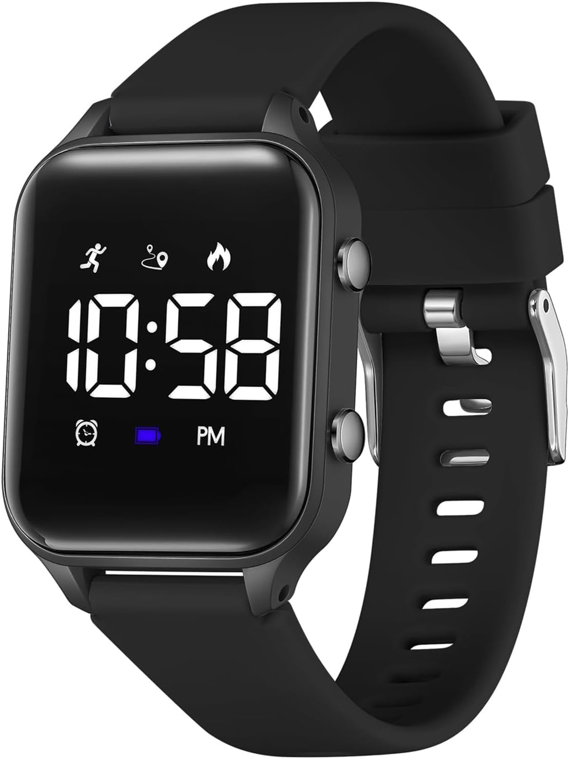 Children's Digital Watch with Pedometer, Alarm, Stopwatch, Light, Date Watch for Boys and Girls without App and Phone with Silicone Strap