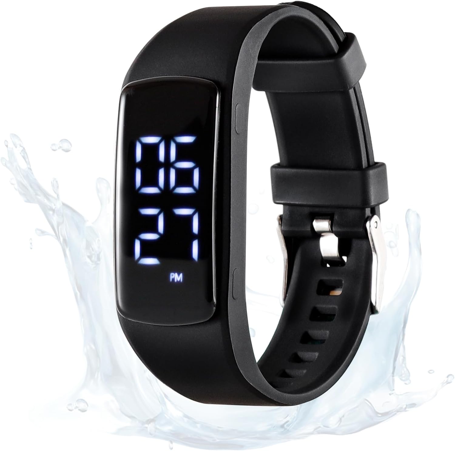 Without Mobile Phone Connection, IP68, Waterproof Pedometer, Fitness Watch Bracelet Calorie Counter for Adults, Kids, Men, Women, Sauna and Swimming, No App, No