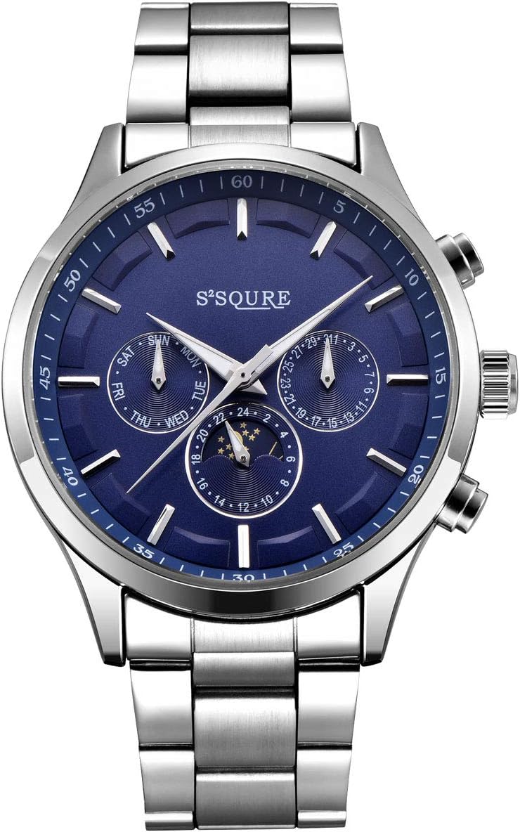 Alienwork S2Squre Automatic Watch for Men and Women with Calendar and Metal Strap