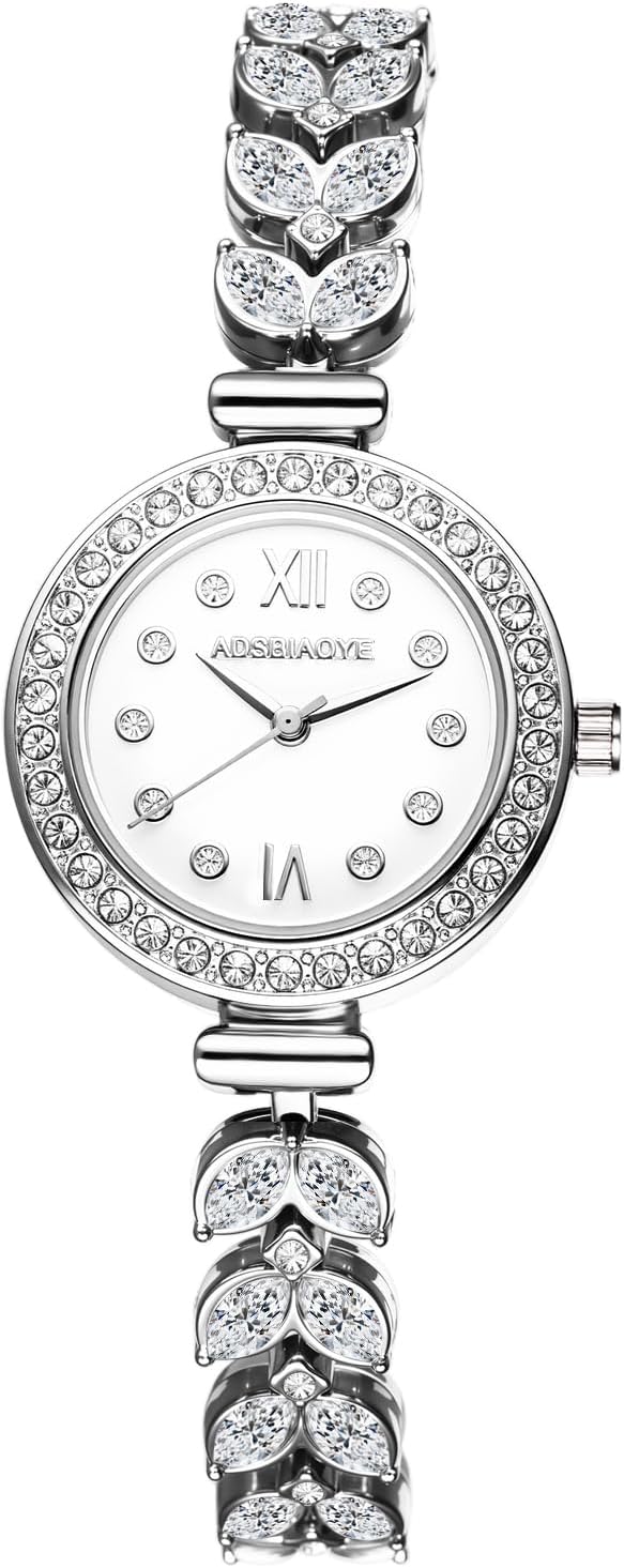 JewelryWe Women's Rigid Analog Watch: Small Wrist Watch with Zircon Roman Numeral Lightweight Gift Ideas for Her