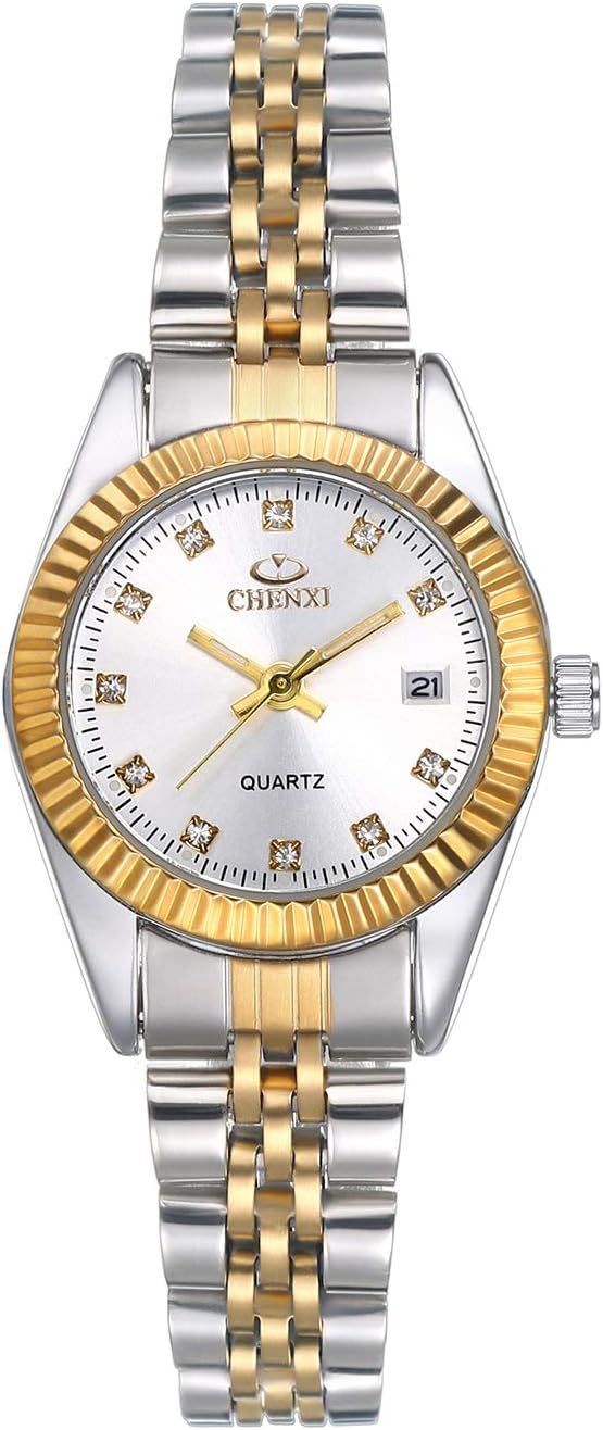 Lancardo Women's Quartz Watch with Stainless Steel Plated Strap Japanese Movement with Rhinestone Dial Waterproof, Choice of Colours