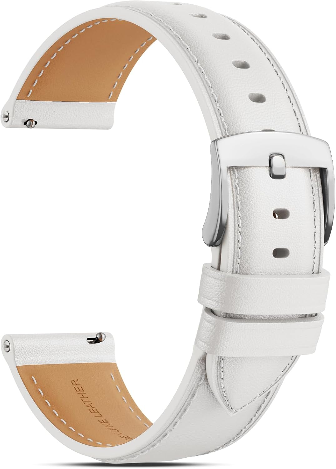 Leather Strap, 16 mm, Replacement Strap for Men and Women, Soft and Comfortable, with Stainless Steel Buckle