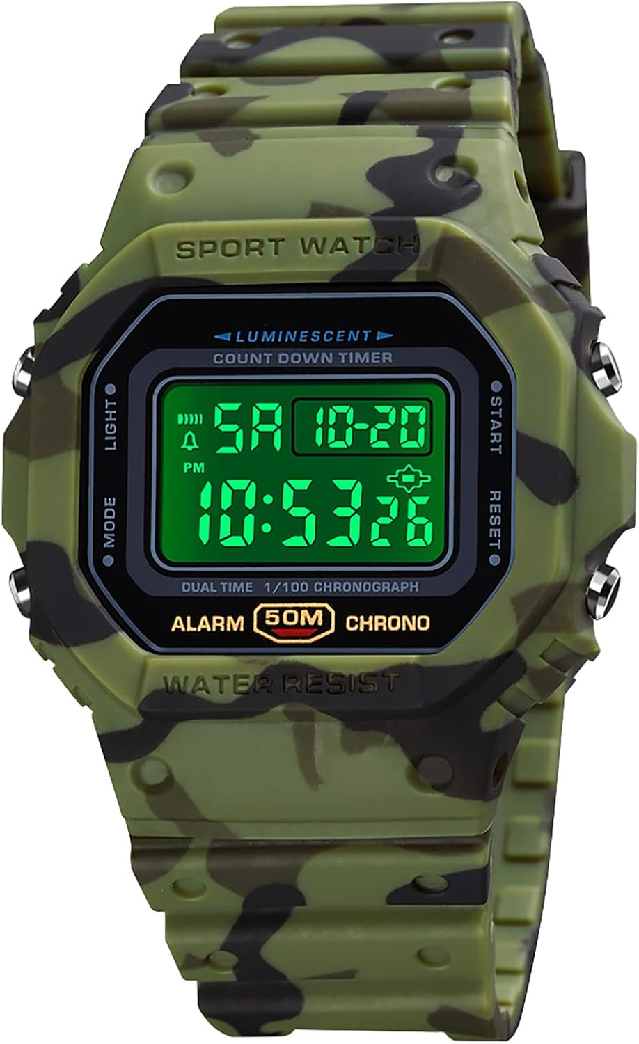 Mens Digital Watch Backlit Waterproof Sports Shock Resistant Alarm Stopwatch Countdown