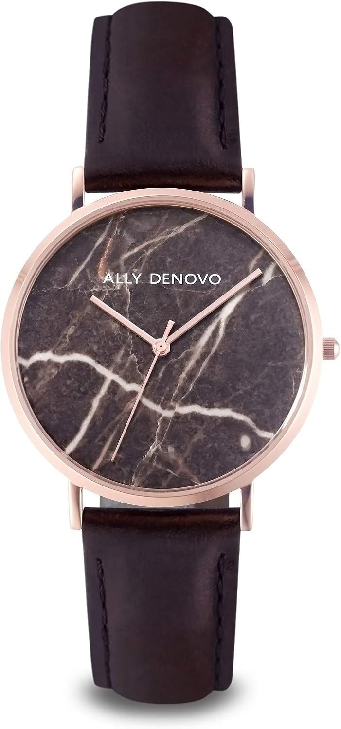 Carrara Marble Unisex Watch with Leather Strap Analogue Rose Gold AM5010.8
