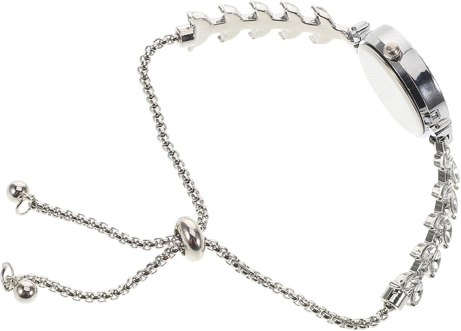 HEMOTON Women's Silver Bracelet Watch with Crystals Round Dial Elegant Bracelet Quartz Vintage Style