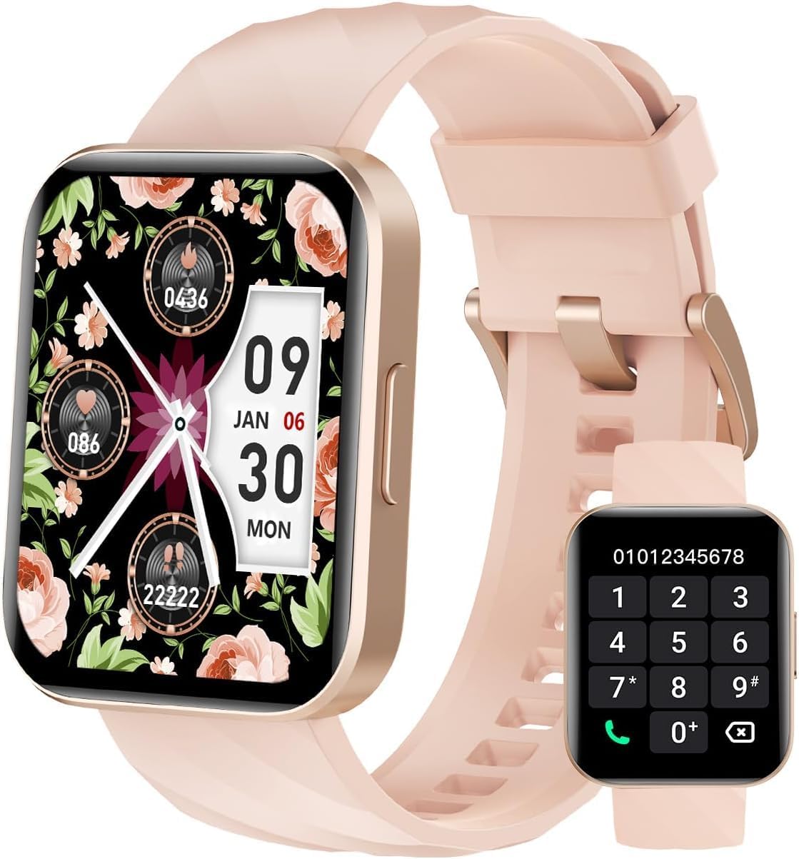Women's Smartwatch Bluetooth Calls Pedometer Watch Heart Rate Monitor Wrist Odometer Fitness Smart Watch Notification WhatsApp Waterproof IP68 for Android iOS Pink
