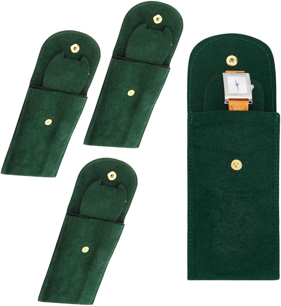3 Pcs Portable Travel Watch Bag, Watch Case, Watch Storage Bag with Push Button Durable Case for Outdoor Travel Jewelry