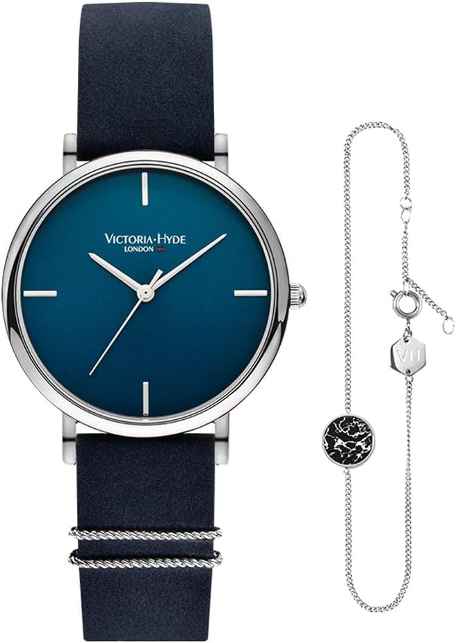 VICTORIA HYDE Women's Bracelet Watches Set Analogue Quartz Leather Strap Stainless Steel