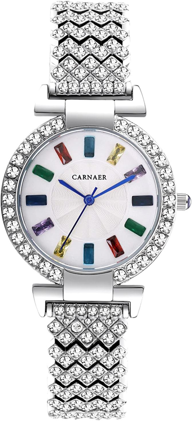 JewelryWe Ladies Watches Shiny Rhinestone Wrist Watch Gift for Women