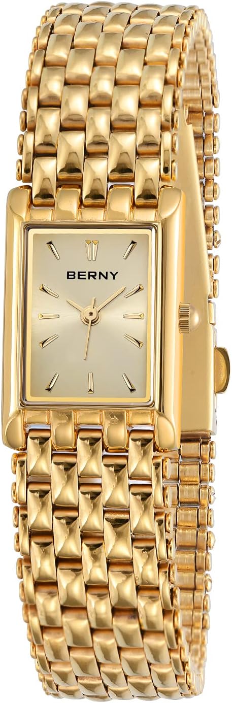 BERNY Gold Watches for Women Upgraded Quartz Wrist Watches Stainless Steel Band Ladies Small Luxury Gold Watch Casual Fashion Bracelet Tools Included