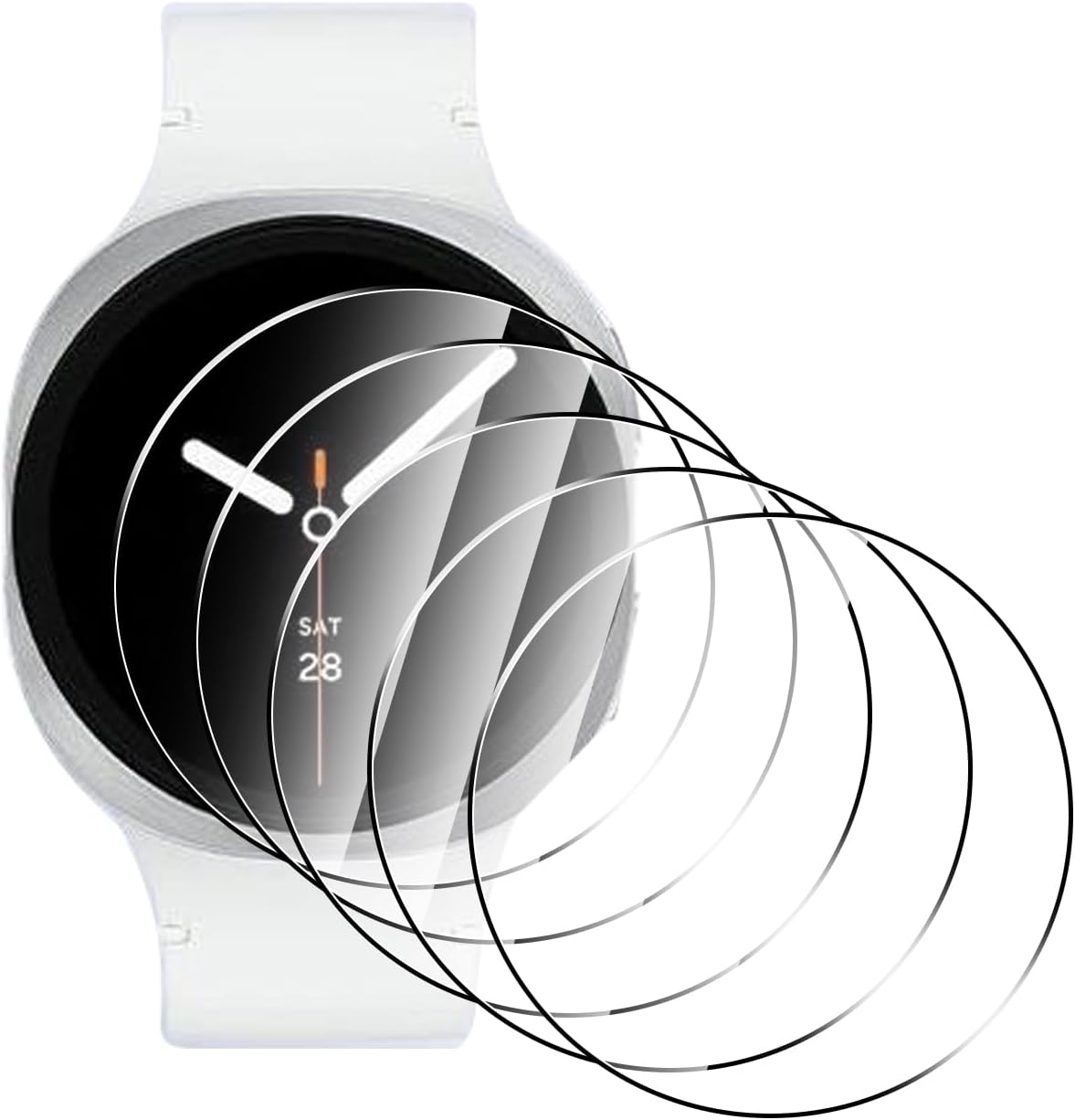 Pack of 5 Screen Protectors for Samsung Galaxy Watch 8 40 mm Tempered Glass, Anti-Scratch Screen Protector, Bubble Free, Anti-fingerprint Film for Samsung Watch 8 40 mm, Easy to Install