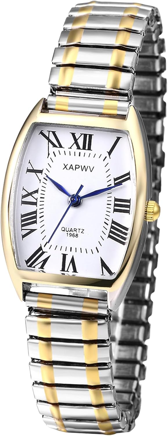 OIDEA Women's Rectangular Elastic Watch: Quartz Analog Watches Silver Gold for Lady Flexible Stainless Steel Strap - Leisure Business Gifts