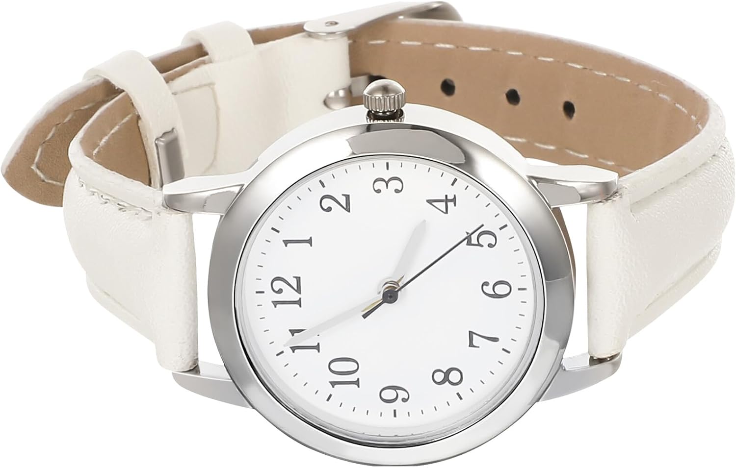 Hohopeti Orologio Donna con Cinturino in PU Pelle Bianco e Casual Design Minimalista Elegante per Uso Quotidiano con Fibbia Inossidabile