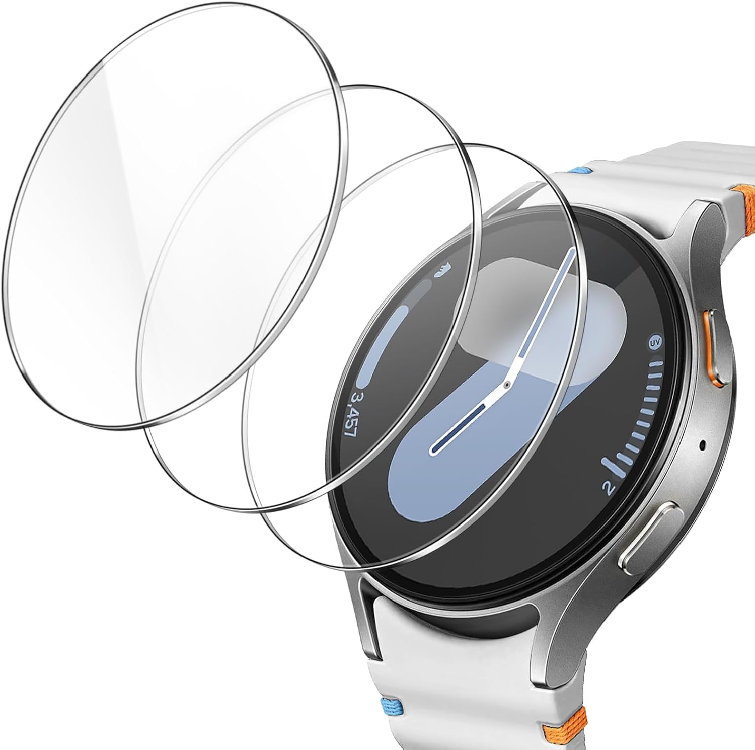 JETech Screen Protector for Samsung Galaxy Watch 7/6 44 mm, Tempered Glass Anti-Scratch Film, HD Clear, Pack of 3