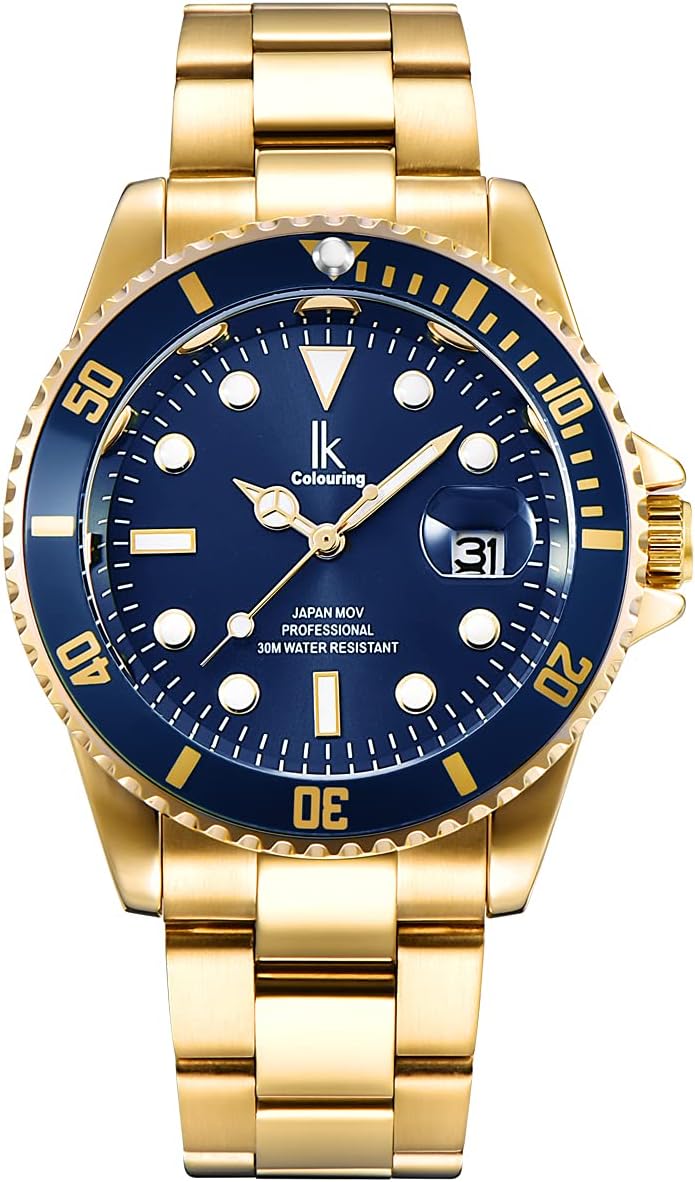 Alienwork IK Watch for Men and Women Calendar with Metal Strap