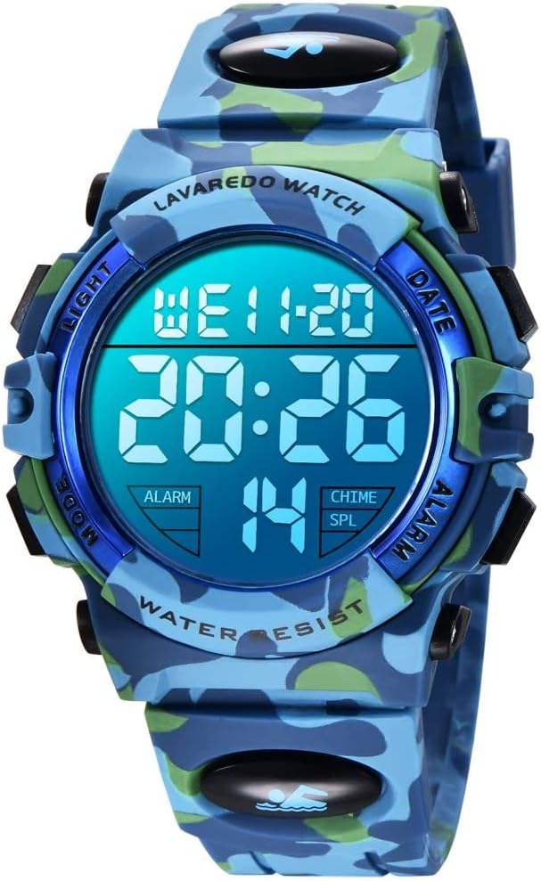 Children's Digital Watch with Alarm, Stopwatch, Date, LED Light, Girl Boy Wrist Watch with Silicone Strap-S/M