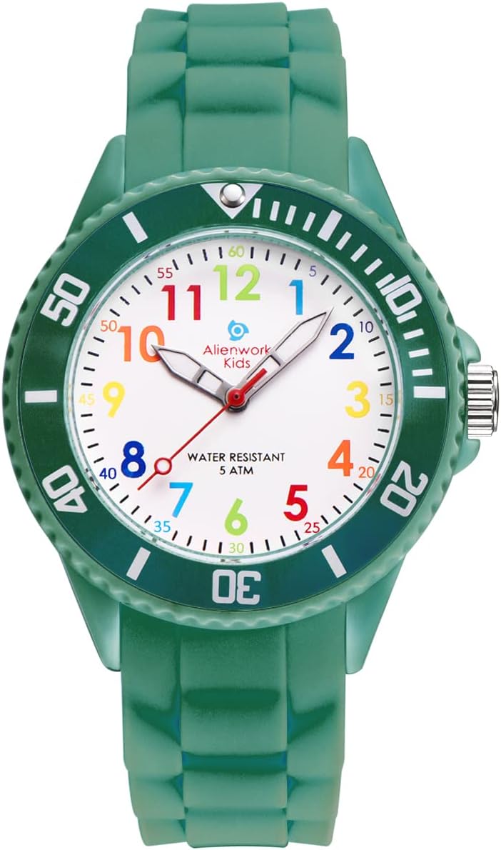 Alienwork Kids Learning Watch Children Boys Girls Learning Time Waterproof 5 ATM