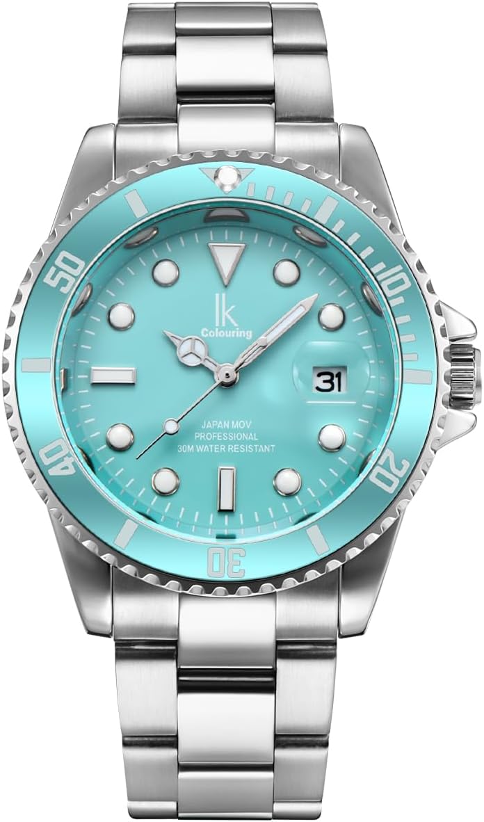 Alienwork IK Watch for Men and Women Calendar with Metal Strap