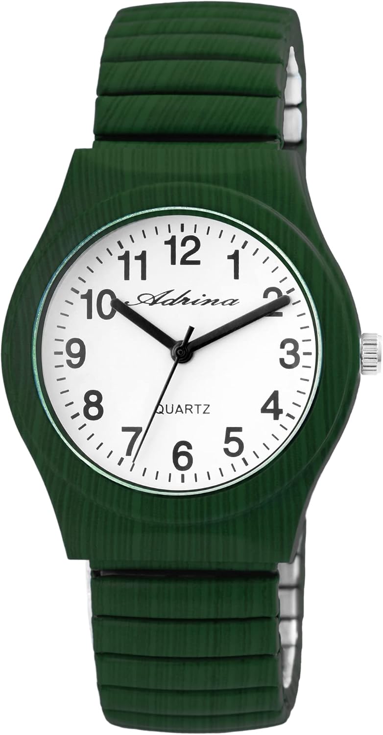 Adrina 1700045 Women's Analogue Quartz Watch Stainless Steel Dark Green, dark green, Modern" or "Contemporary