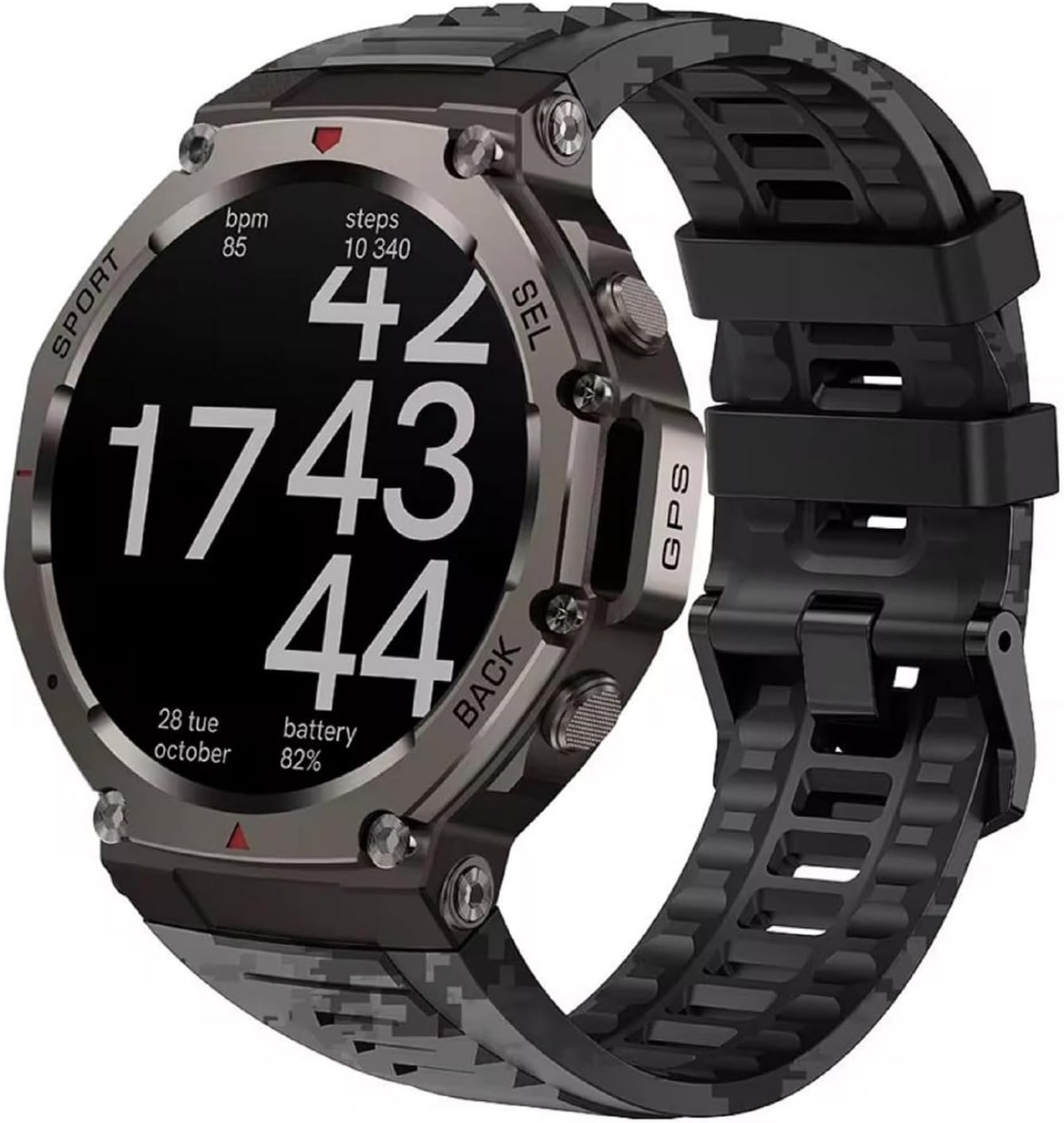 GPS Smart Watch Altimeter Barometer 500mAh Battery Heavy Duty Black