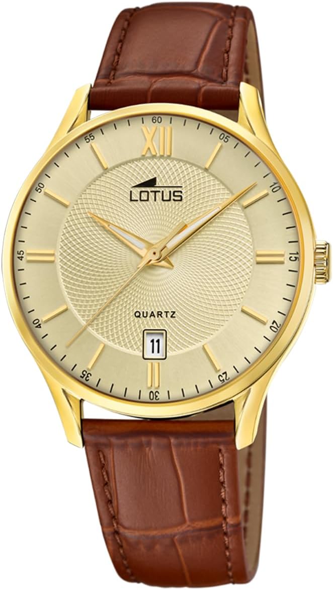 LOTUS Men's Analogue Brown Leather Watch – Quartz – Calendar – Waterproof 5 ATM Elegant Classic 18403/G