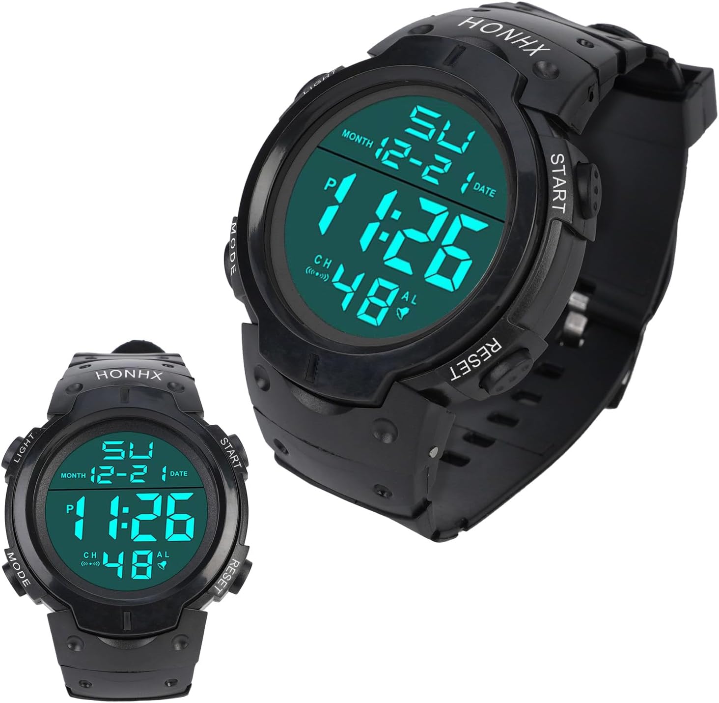 OFFCUP Men's Digital Watch 5ATM Waterproof Chronograph Wrist Watch Casual Sports Watches Silicone Strap with LED Stopwatch Alarm