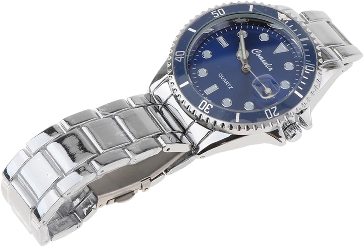 Men's Automatic Analogue Watch with Calendar and Quartz Movement for Daily Use, Blue