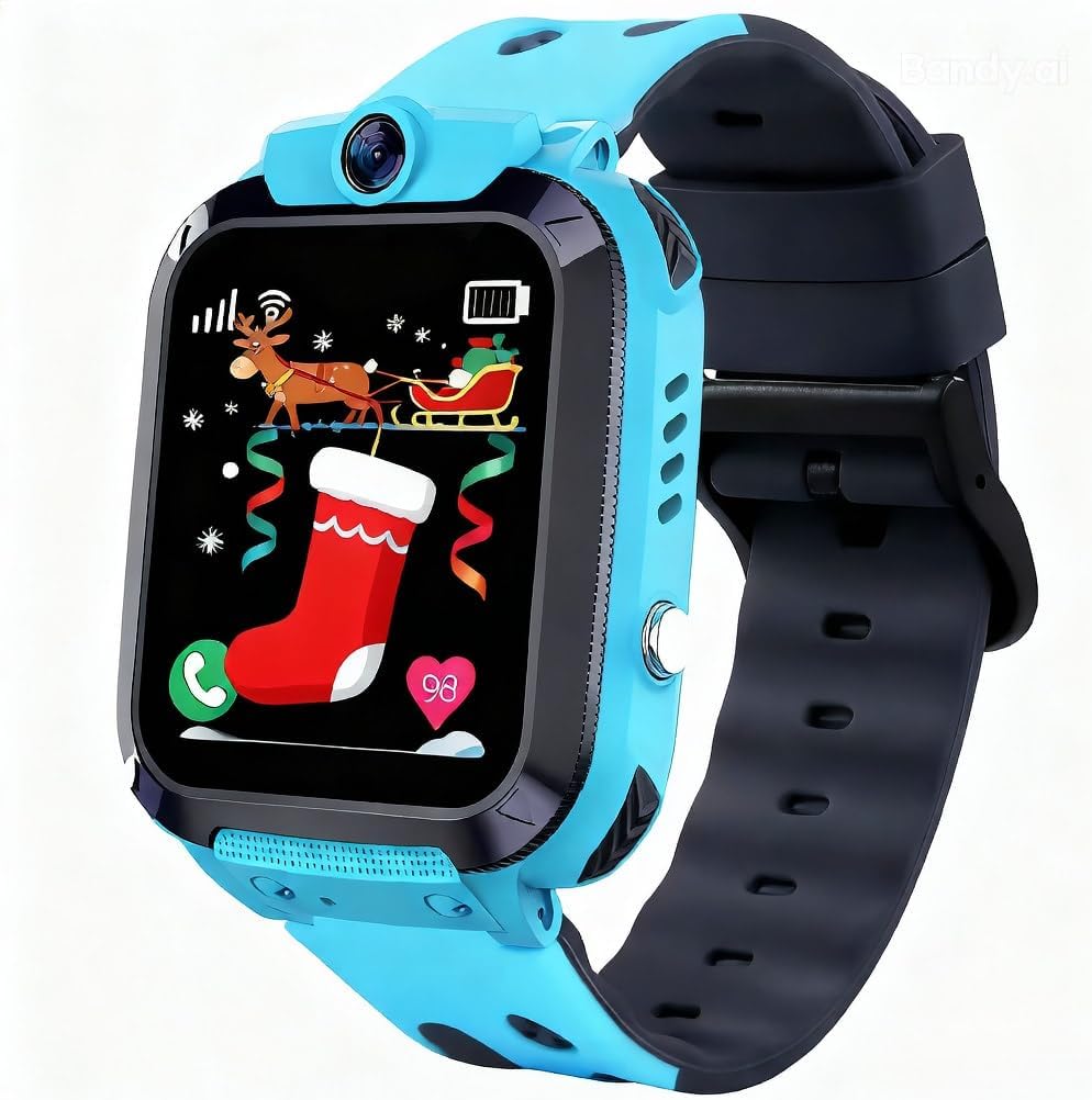 GPS Smartwatch for Children, IP68 Waterproof Children's Smart Watch with Phone, Voice Chat, SOS, Touchscreen, Camera, Game, Smartwatch for Girls and Boys 4-12 Years Gift