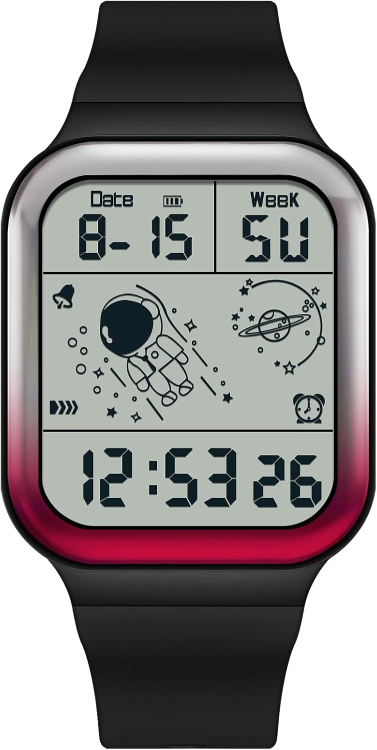 RORIOS Men's Square Watch, Multifunction Electronic Wrist Watch, 50 m Waterproof Casual Digital Watch Rubber Strap