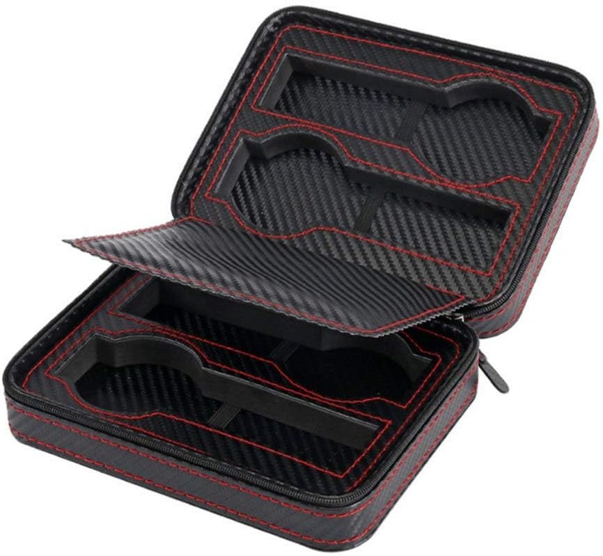 MR Maestro Relojero – Case for 4 Watches in Carbon Fibre PU | Travel Zip Box | Watch Drawer | Zipper Closure