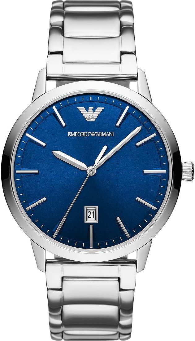 Emporio Armani Mens Three Hand Watch Stainless Steel Watch Case Size 43mm