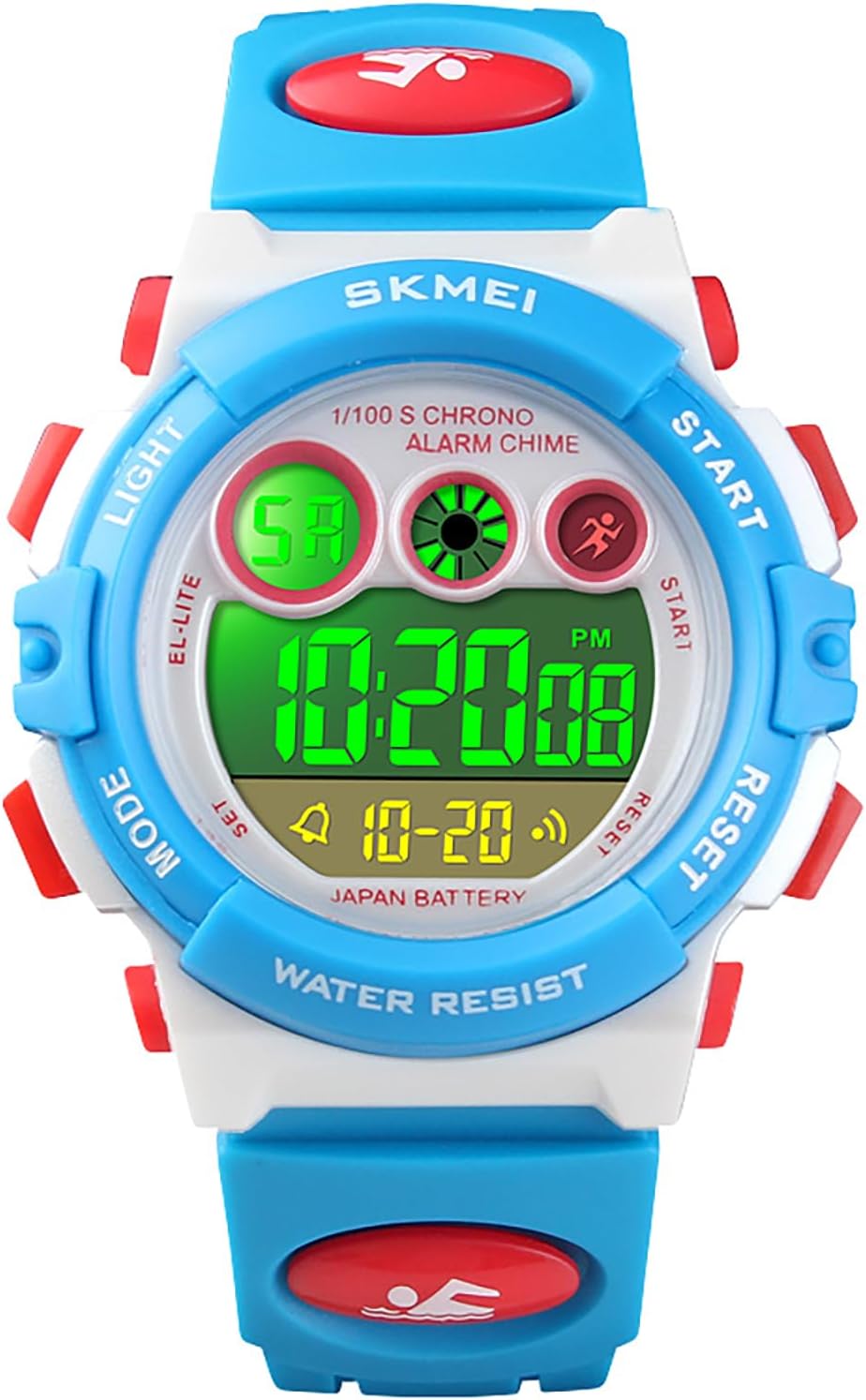 Children's Digital Silicone Watch with Date / 5 ATM / Alarm / LED / Stopwatch