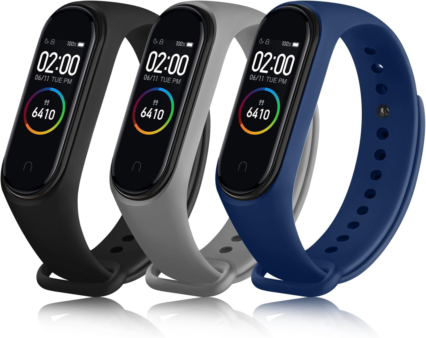 Tobfit 3 Pieces Strap for Xiaomi Mi Band 4 / Mi Band 3, Silicone Strap Soft Breathable Colourful for Mi Band 4/3 (APACK)