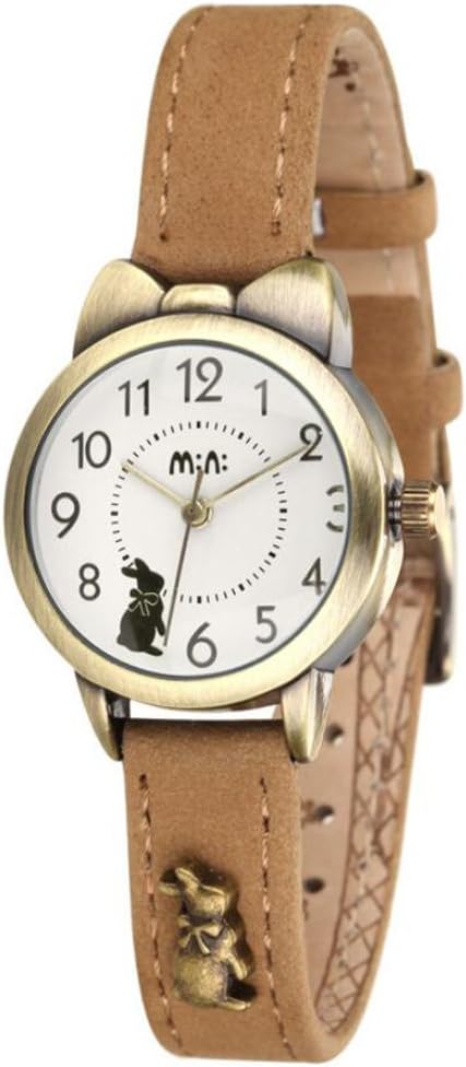 FQ-234 Cute Cat Bow Brown Leather Band Quartz Wrist Watches for Student Girls Women