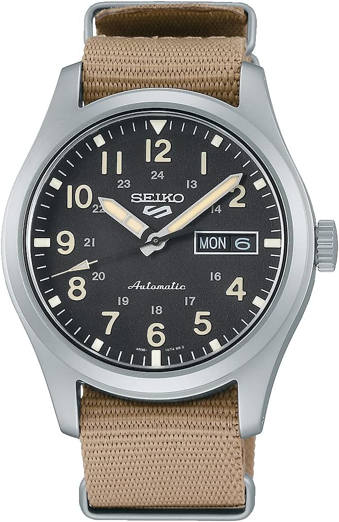 Seiko SRPG35K1 Men's Automatic Analogue Watch with Nylon Strap, brown, Elegant