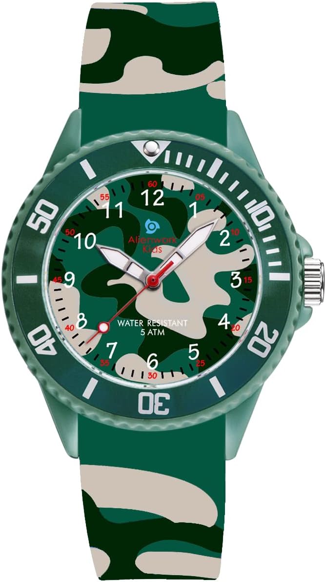 Alienwork Kids Watch Children Boys Girls Learning Time Waterproof 5 ATM