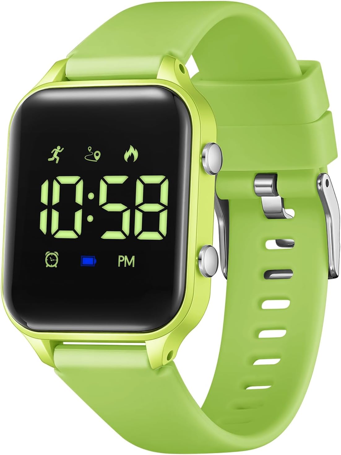 Children's Digital Watch with Pedometer, Alarm, Stopwatch, Light, Date Watch for Boys and Girls without App and Phone with Silicone Strap