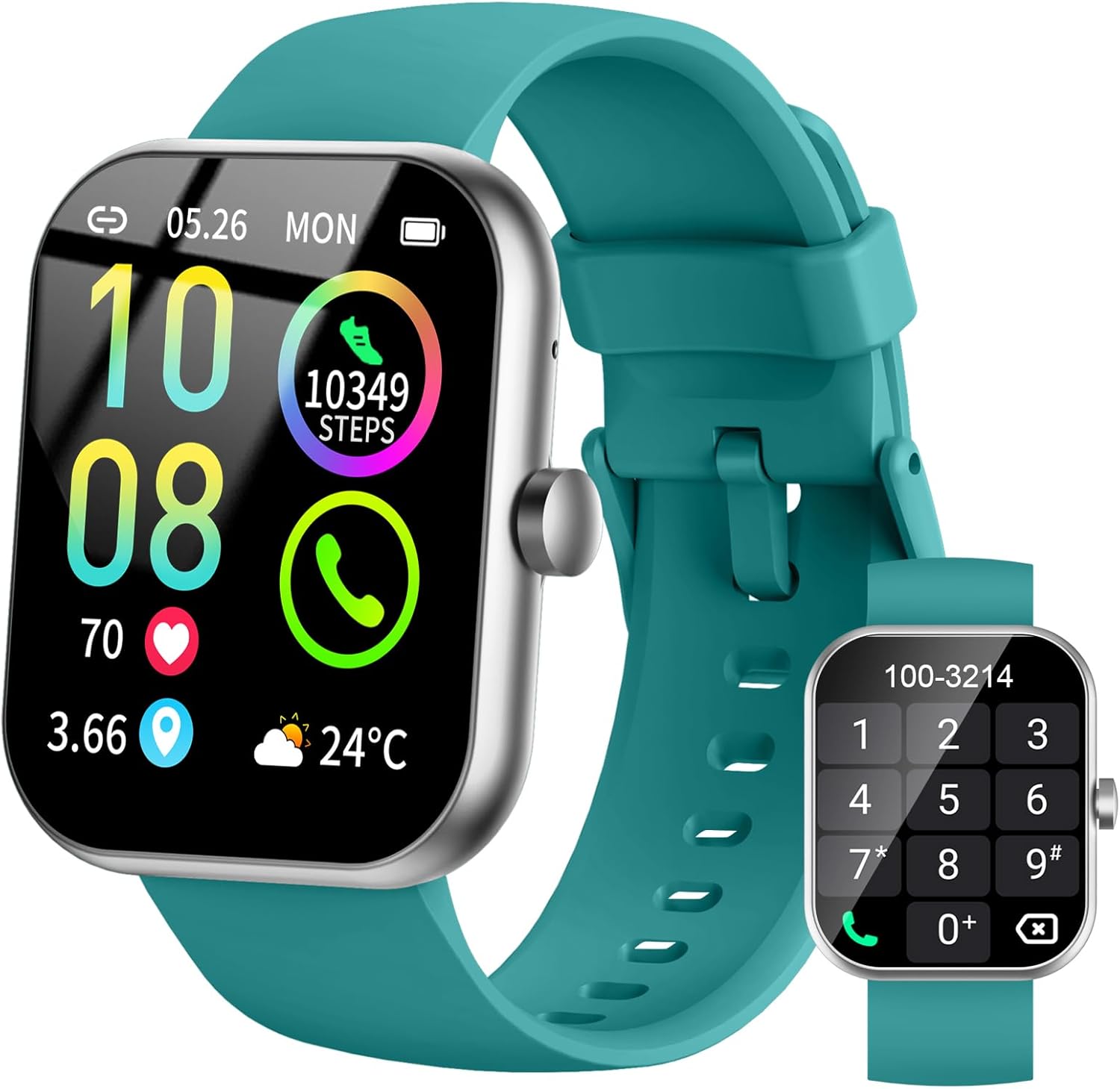 Jugeman 1.96 Inch Bluetooth Calling Smartwatch with Heart Rate Monitor/Pedometer/Sleep/SpO2 113+ Sports Smart Watch IP68 Waterproof Fitness Tracker for iOS Android