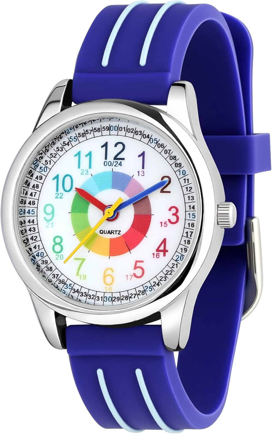 OSDUE Children's Watch, Educational Watch with Hands for Boys and Girls, 30 m Water Resistant Watch, Multicolour Dial with Clear Scales, Easy to Read Children