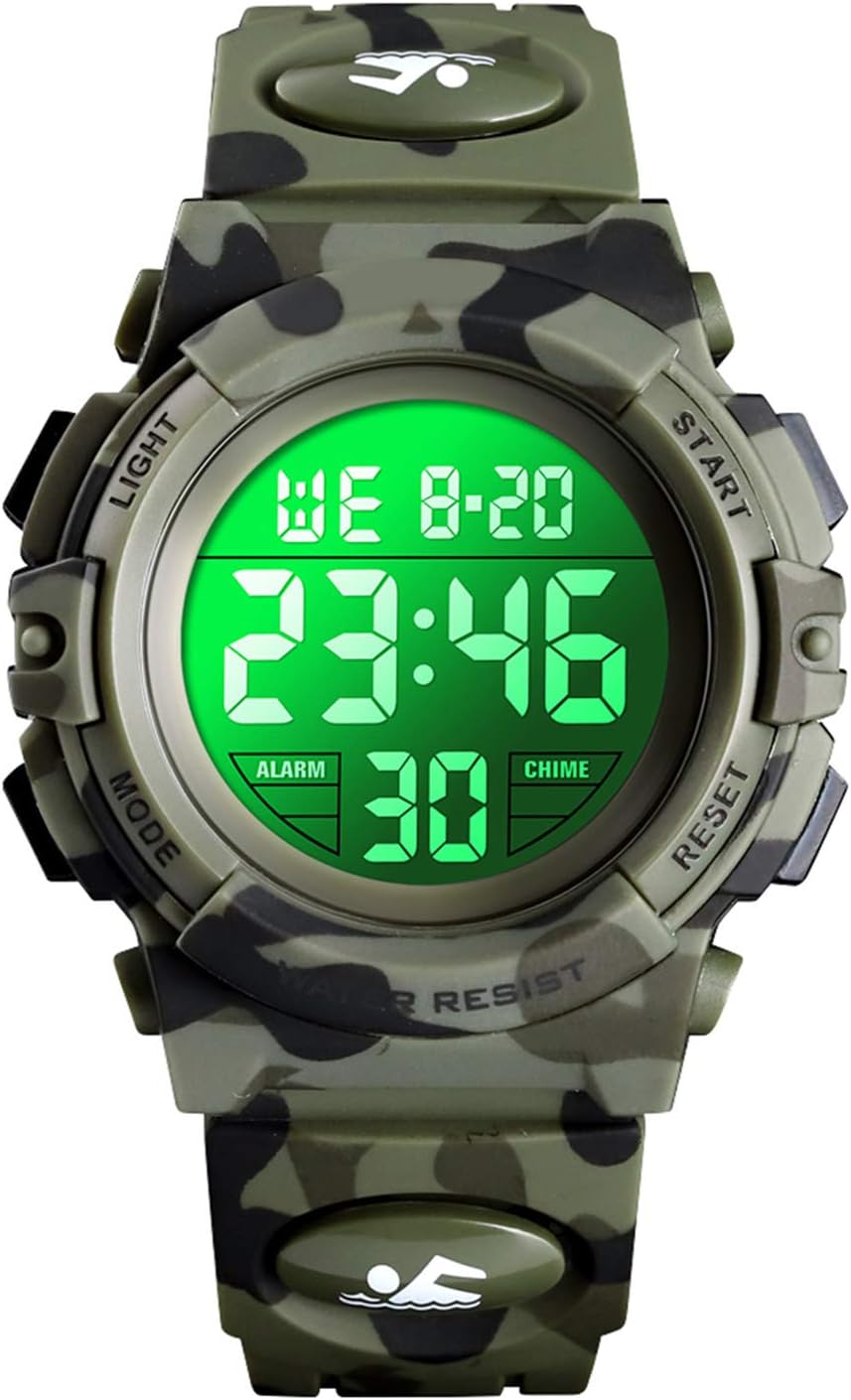 Kids Digital Watch Waterproof Sports Watches with Alarm/Stopwatch/12-24H