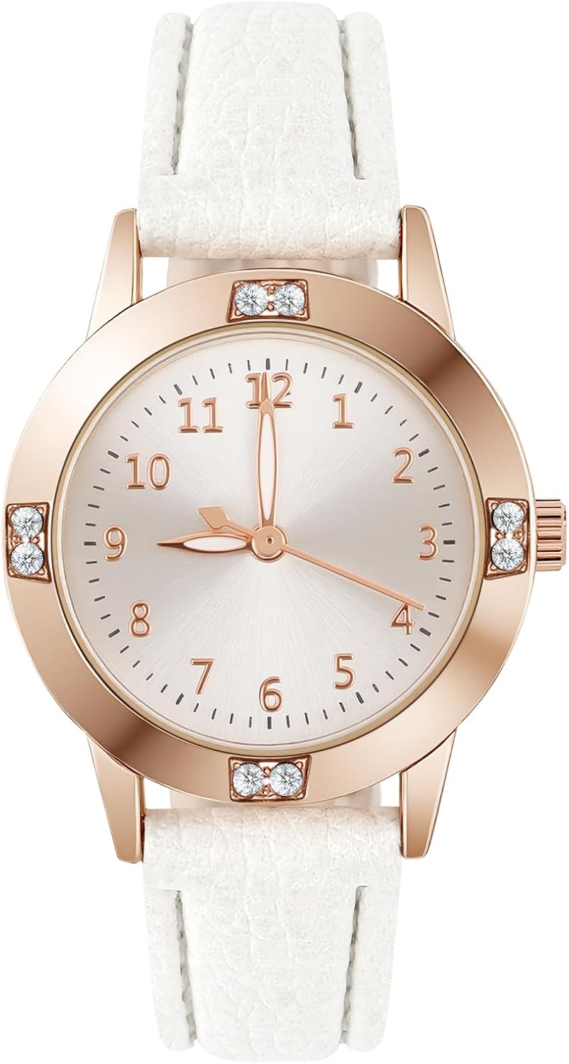 Women's Elegant Watch Leather Strap Watches for Women with Diamonds Classic Casual Business Quartz Analog